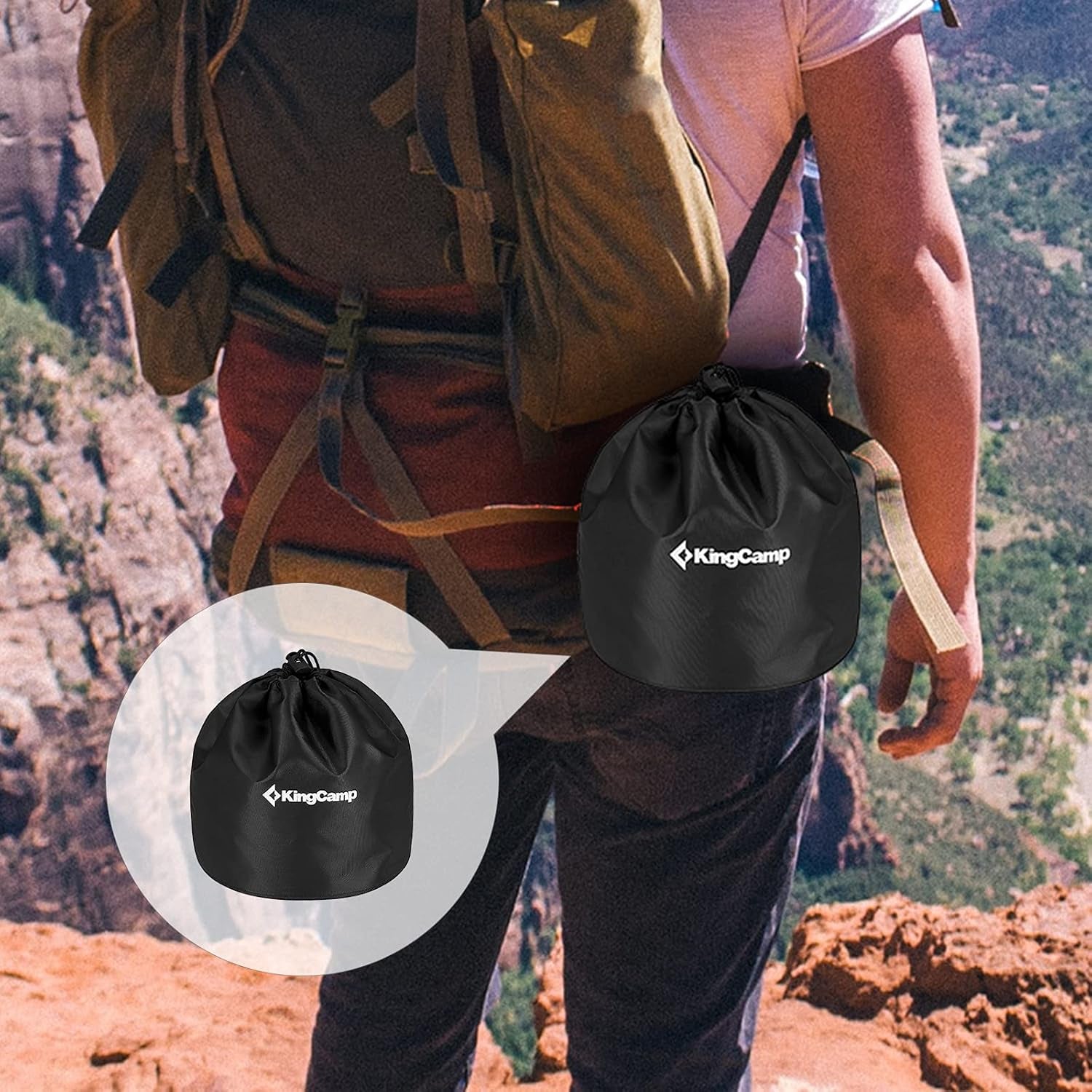 Stainless Steel Camping Cookware Set Open Fire Cookware Backpacking Cooking Mess Kit Lightweight Camping Pots and Pans with Plates and Bowls Kit Hiking Cooking Gear 17/25PCS for 2-3 Person