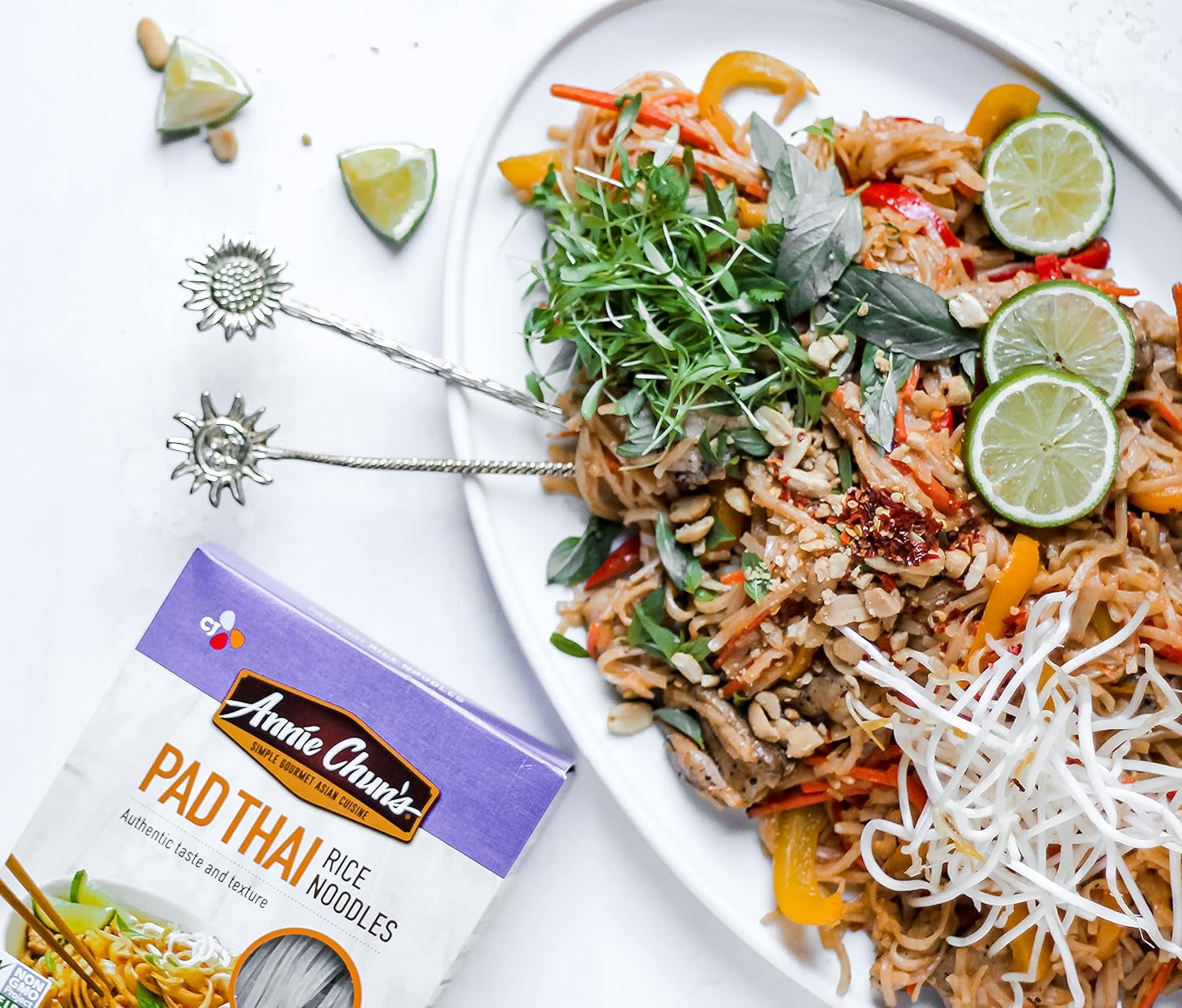 Korean Dry Noodles, Pad Thai Rice Noodles 8Oz 6Ct