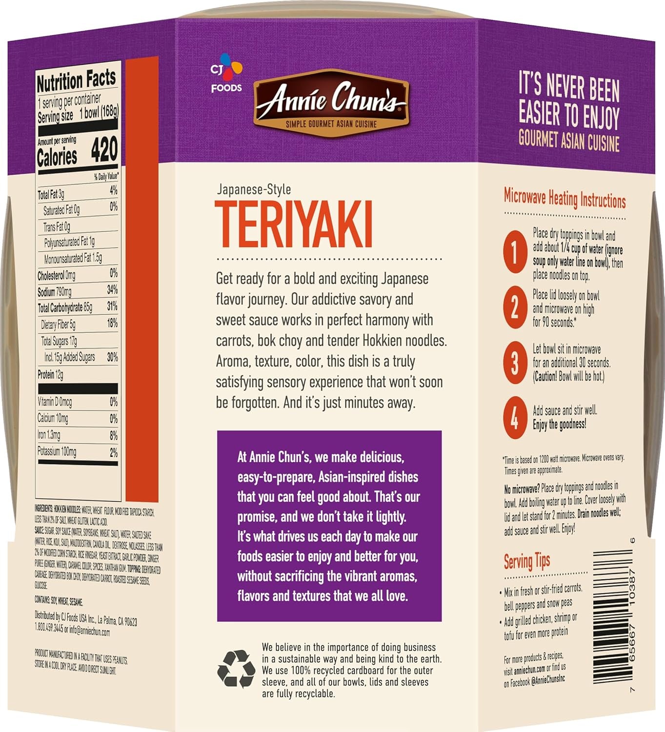 Noodle Bowl, Japanese-Style Teriyaki, Non GMO, Vegan, 7.8 Oz (Pack of 6)