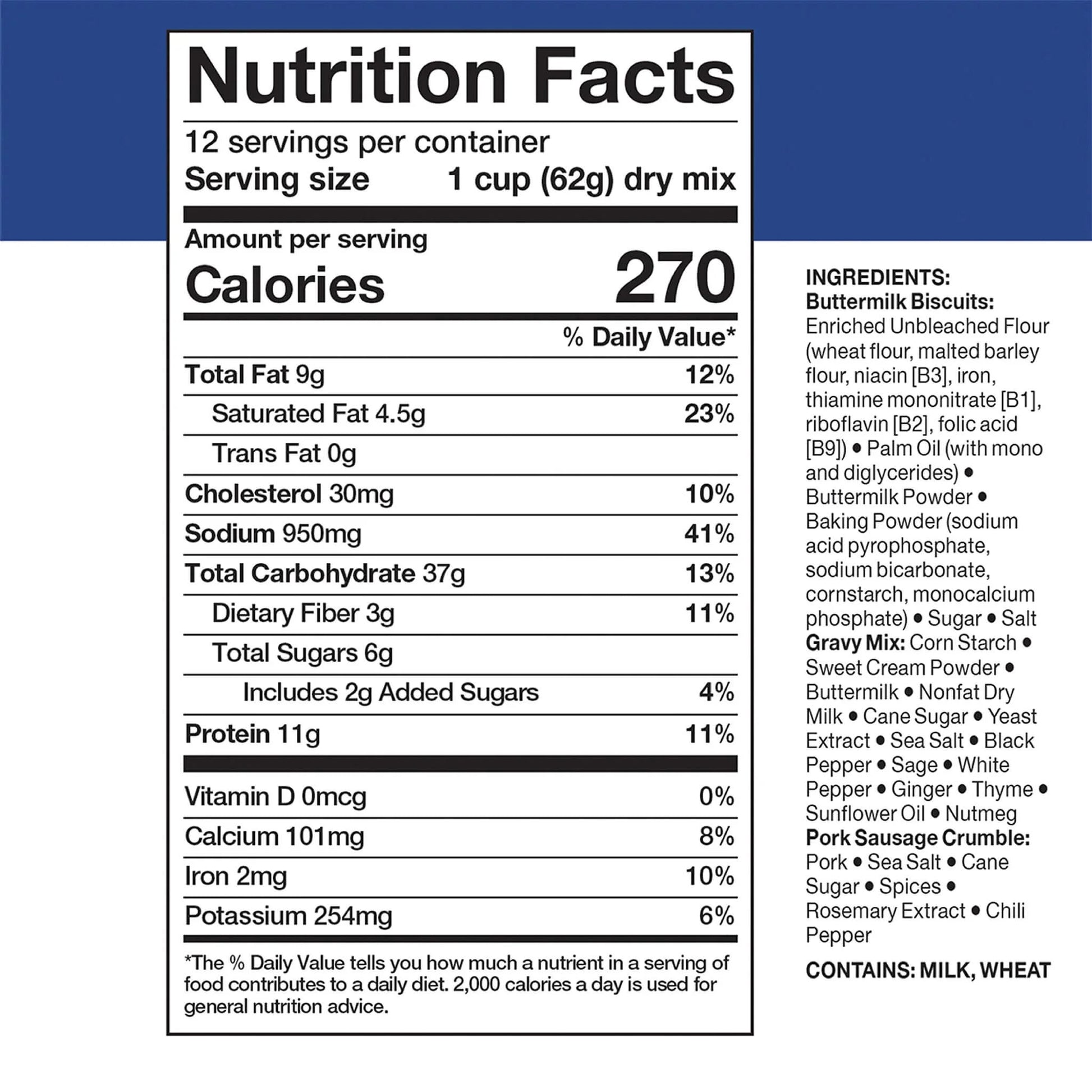 (6 Cans Pack) Newly Launched  Biscuits & Gravy Freeze Dried Survival Emergency Camping Food Fully Cooked #10 / 12 Servings / Can