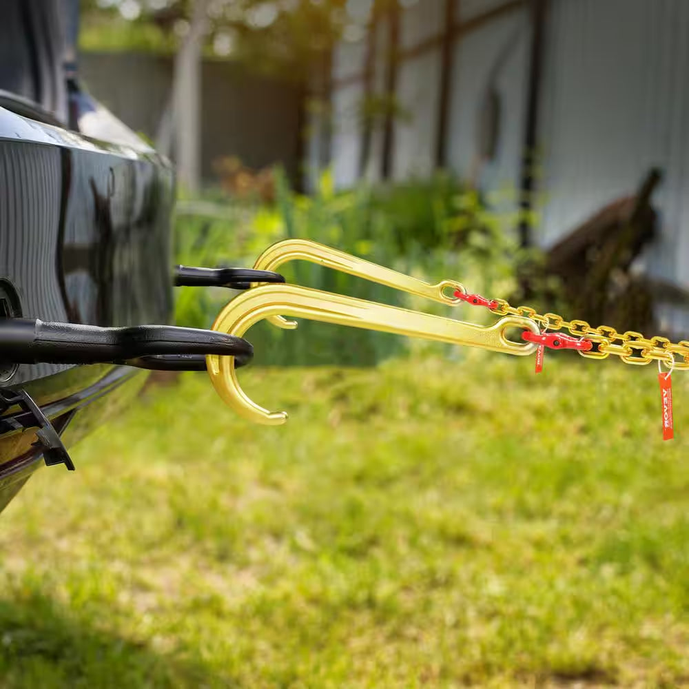 5/16 In. X 2 Ft. G80 Tow Chain J Hook V-Chain Bridle Grab Hook Wrecker 10800 Lbs.