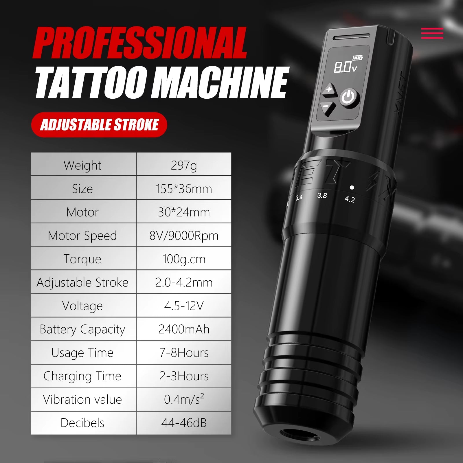 T1 Wireless Tattoo Machine Pen 7 Adjustable Stroke Custom Motor LCD Screen Battery Makeup Microplasty Pen for Tattoo Art