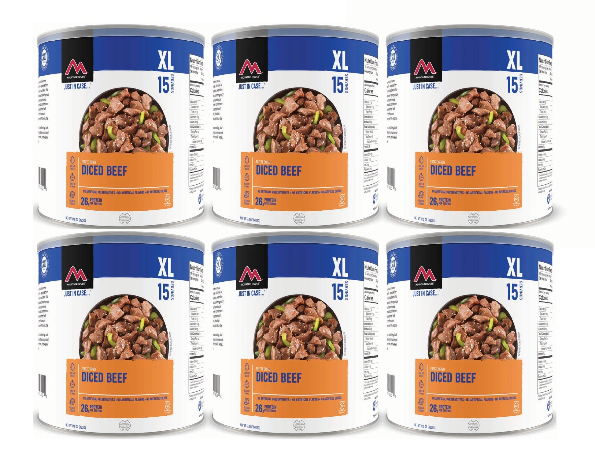 (6 Cans)  Diced Beef #10 Can Emergency Long Term Storage Food for Camping Hiking and Backpacking ✅