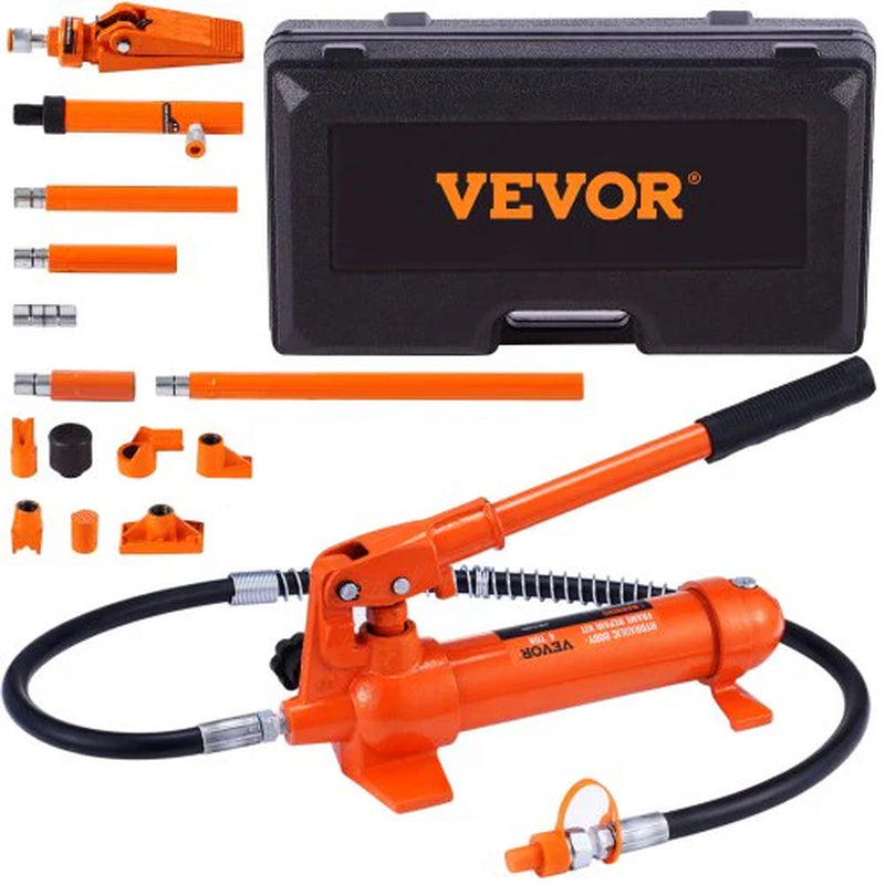 VEVOR 4 Ton/8800 LBS Porta Power, Portable Hydraulic Ram with 3.9 Ft/1.2 M Oil Hose, Auto Body Frame Repair Kit with Storage Case for Car Repair, Truck, Farm