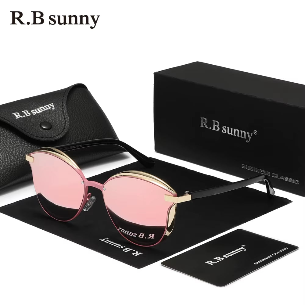 Rbsunny Polarized Sunglasses for Women Luxury Design Ladies Butterfly Elegant Glasses UV400 Protection Fashion Cat Eye Eyewear