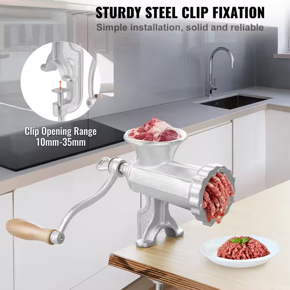 Manual Meat Grinder, Heavy-Duty Cast-Iron Hand Meat Grinder with Steel Table Clamp, Meat Mincer Sausage Maker