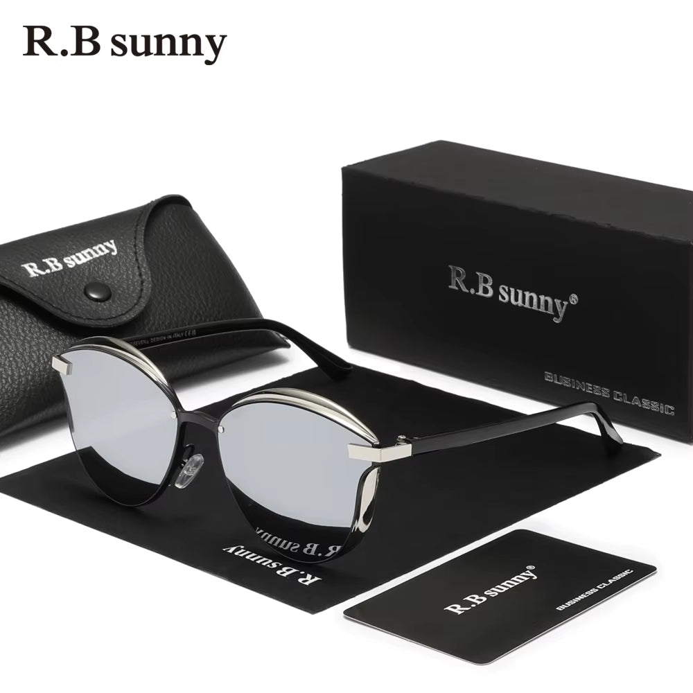 Rbsunny Polarized Sunglasses for Women Luxury Design Ladies Butterfly Elegant Glasses UV400 Protection Fashion Cat Eye Eyewear