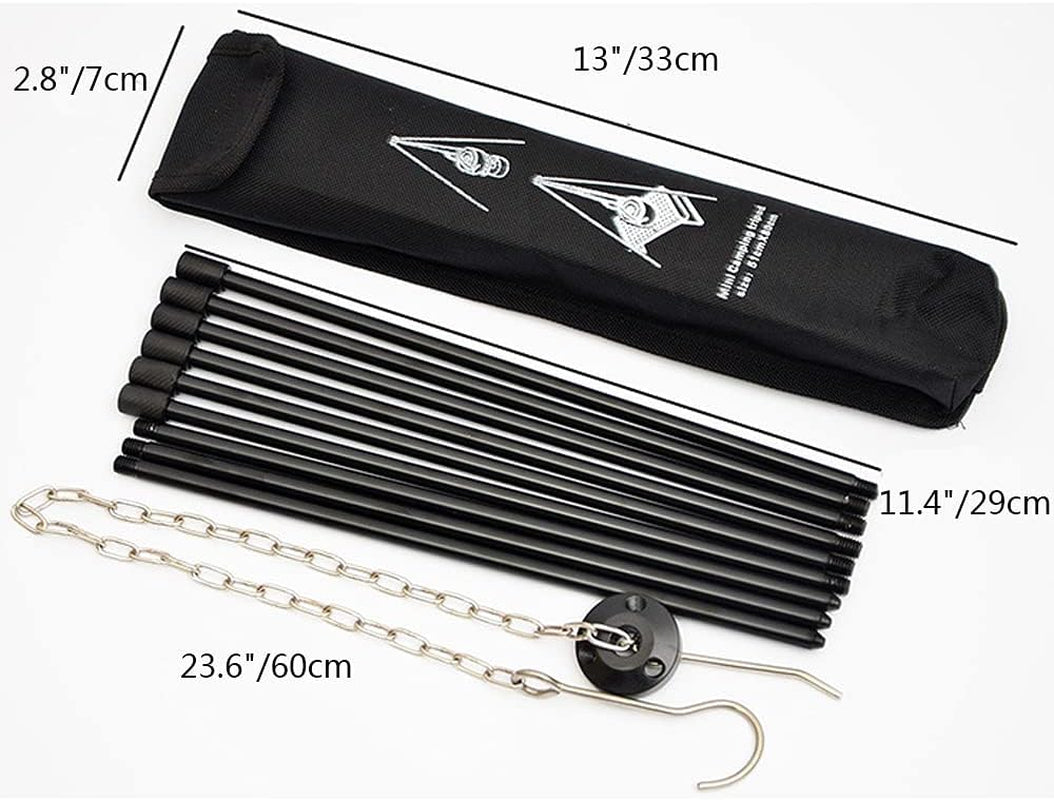 31.5" Camping Tripod 3 Sections Aluminum Telescopic Campfire Tripods Portable Outdoor Cooking Tripod with Adjustable Suspension Chain and Carrying Bag for Camping(Black)