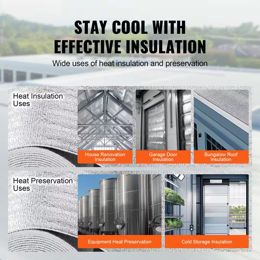 Double Reflective Insulation Roll 48 In. X 10 Ft. Foam Core Radiant Barrier 3.2 Mm Double-Sided Aluminum Foil EPE