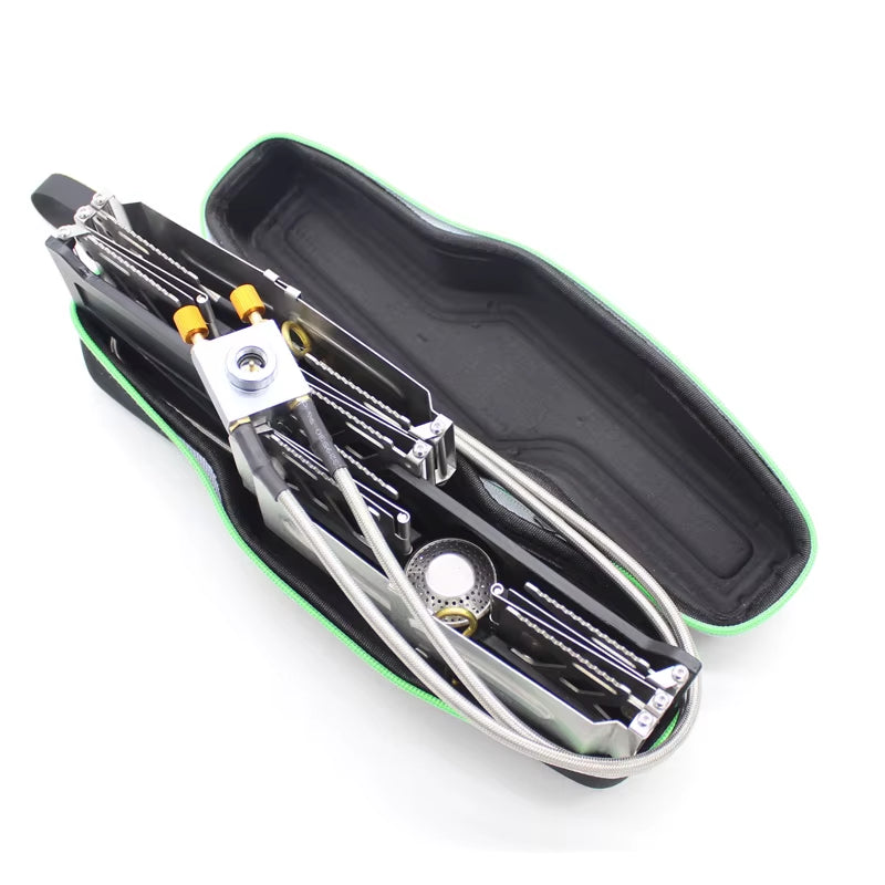 BRS-32 Double Head Gas Stove Portable Outdoor Camping Furnace Fire Switch Free Adjustable Control Cookware Set