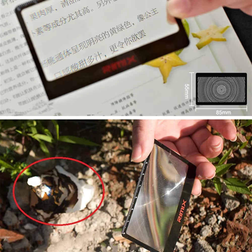 3 Times Rate Magnifier Starter Portable Card Magnifier Camping Magnifying Glass Card Multi Tools Outdoor Survival Pocket Tools