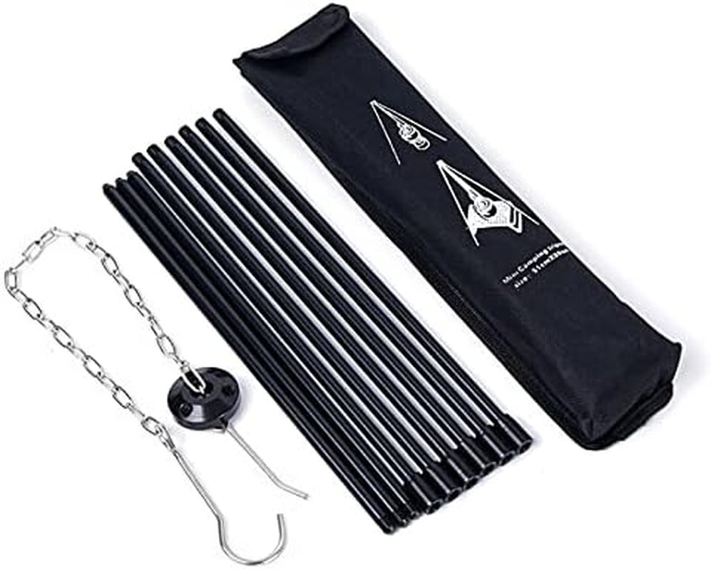 31.5" Camping Tripod 3 Sections Aluminum Telescopic Campfire Tripods Portable Outdoor Cooking Tripod with Adjustable Suspension Chain and Carrying Bag for Camping(Black)