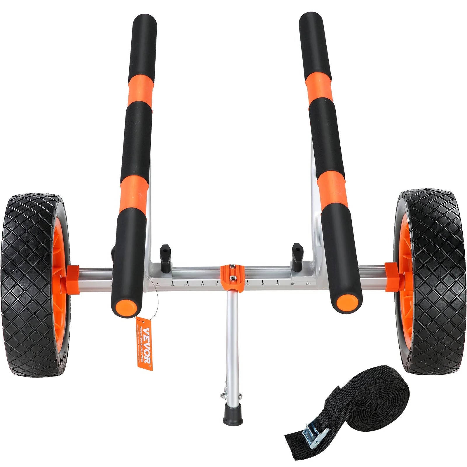 VEVOR Heavy Duty Kayak Cart, 450Lbs Load Capacity, Detachable Canoe Trolley Cart with 12'' Solid Tires, Adjustable Width & Nonslip Support Foot, for Kayaks Canoes Paddleboards Float Mats Jon Boats