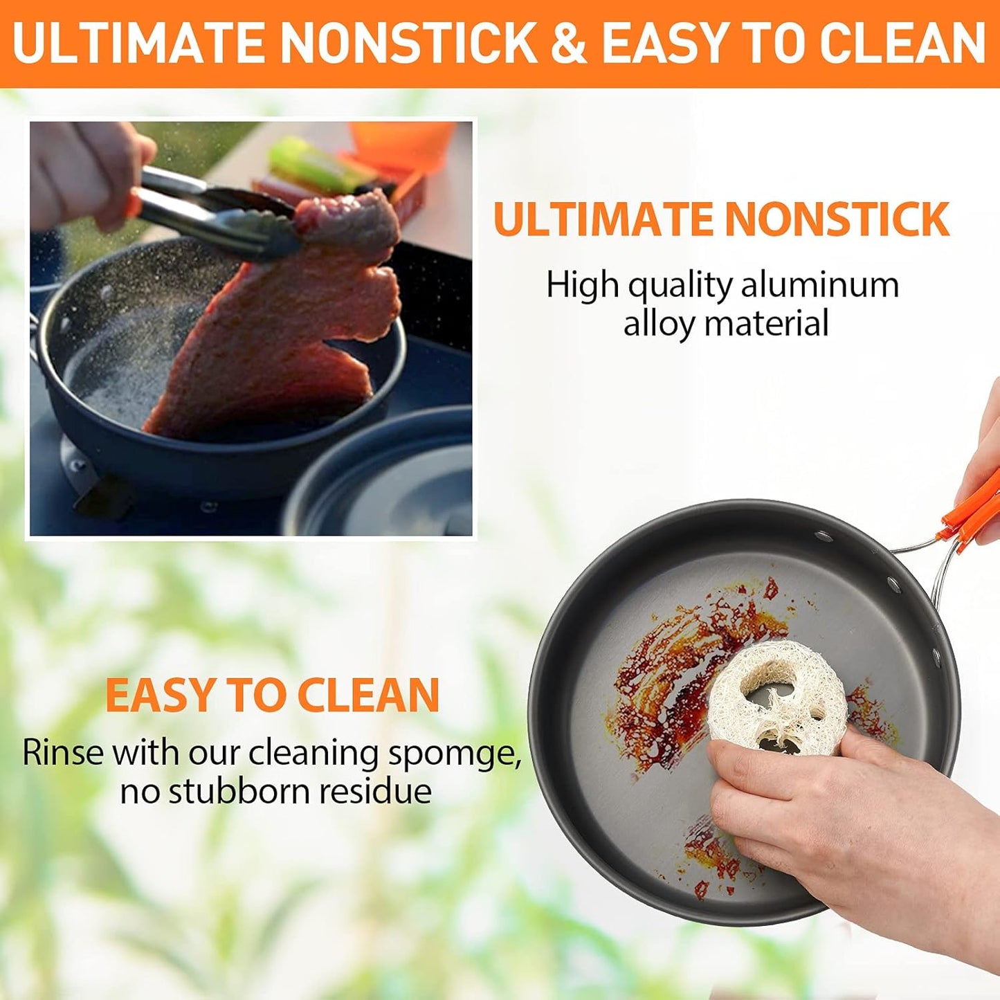 Camping Cookware Mess Kit for 1-3 Person Backpacking Cookware Set 12 Pcs Camping Pots and Pans Set with Mesh Bag for Outdoor Camping Backpacking Hiking Picnic