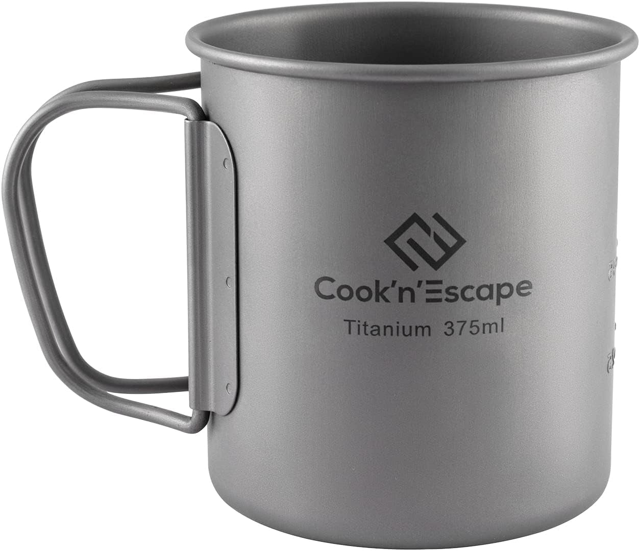 375Ml Camping Mug, Small Titanium Cup with Lightweight Backpacking Coffee Mug Foldable Handle for Outdoor Hiking Picnic Open Fire Cooking