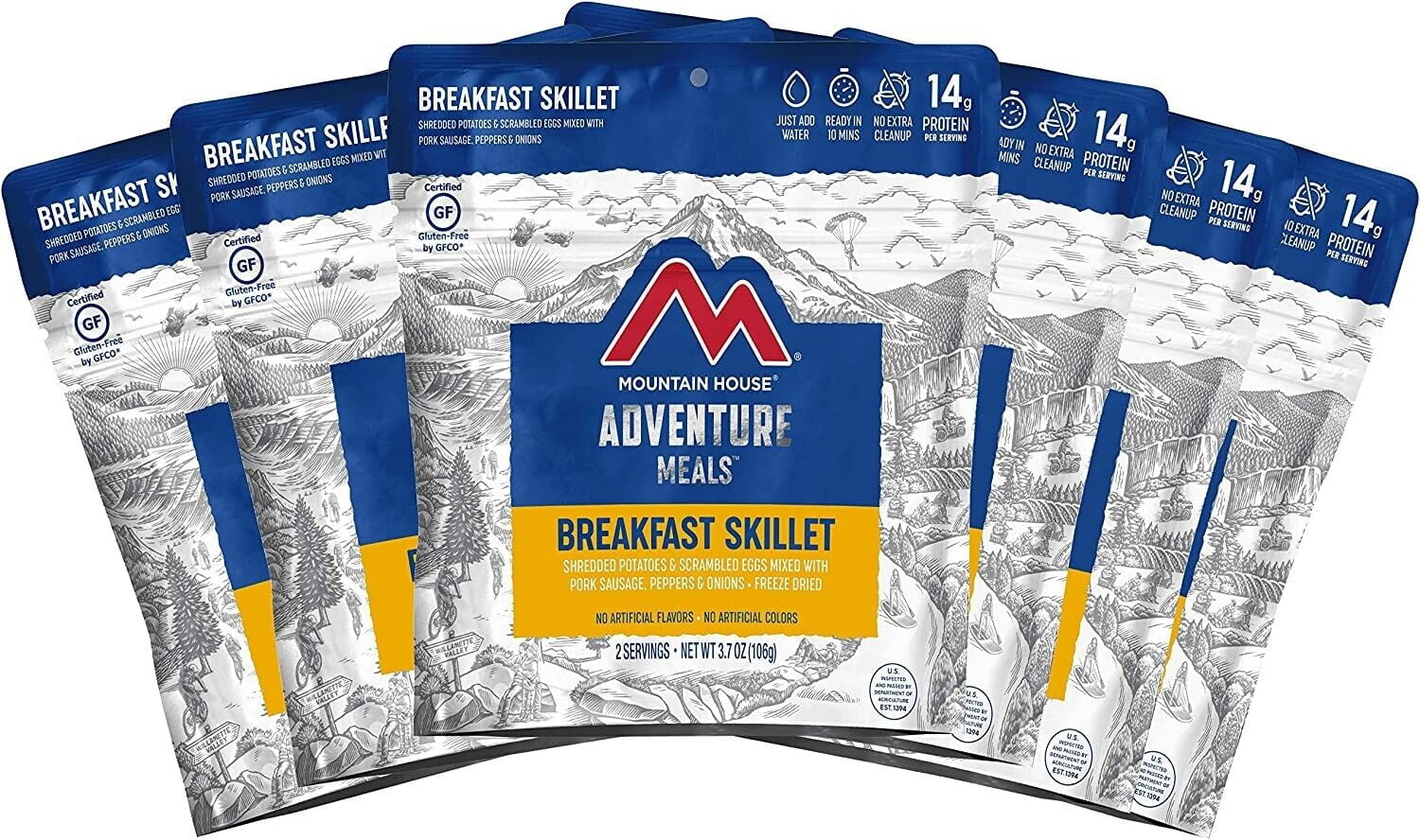 (6 Pouches)  Survival Backpacking & Camping Emergency Food Breakfast Skillet with 30 Years Shelf Life Gluten Free ✅