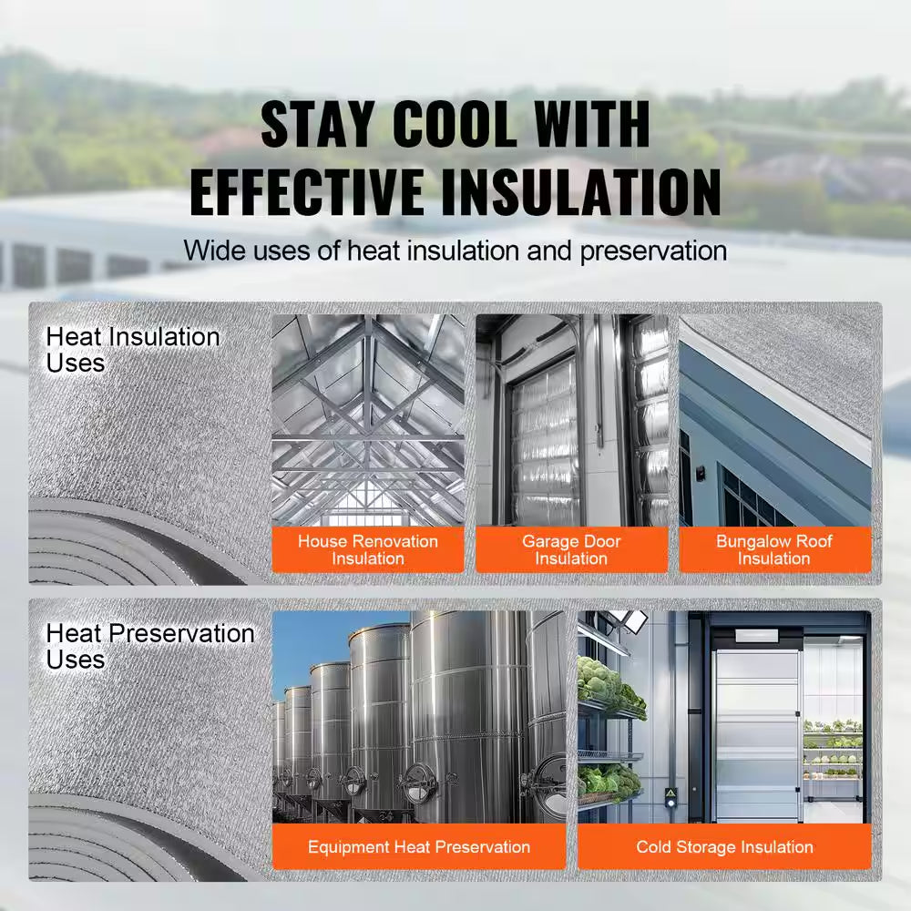 Double Reflective Insulation Roll 48 In. X 25 Ft. Foam Core Radiant Barrier 15.1 Mm Double-Sided Aluminum Foil EPE