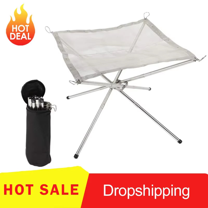 Disassemble Garden Backyard Heating Mesh Stainless Steel Outdoor Camping Campfire Fire Rack Foldable Mesh Fire Pit BBQ Tools Hot