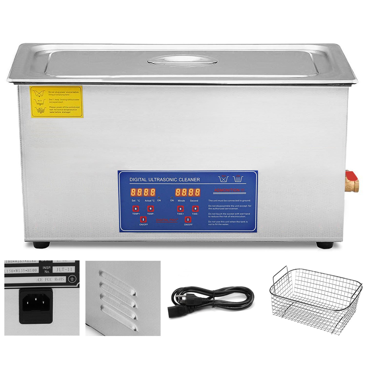 VEVOR Ultrasonic Cleaner 30L Ultrasonic Cleaner for Cleaning Eyeglasses Dentures Commercial Industrial Ultrasonic Cleaner with Digital Heater Timer and Cleaner Basket 30 Liter