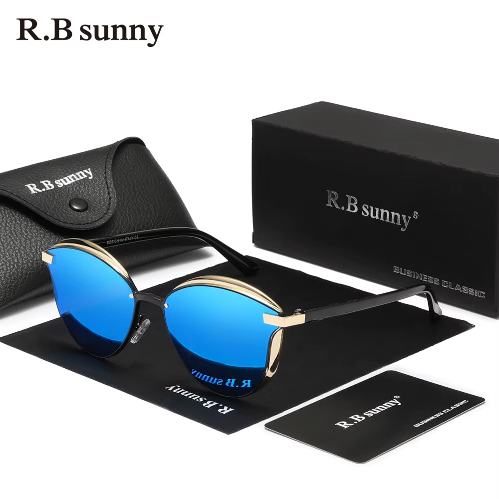 Rbsunny Polarized Sunglasses for Women Luxury Design Ladies Butterfly Elegant Glasses UV400 Protection Fashion Cat Eye Eyewear