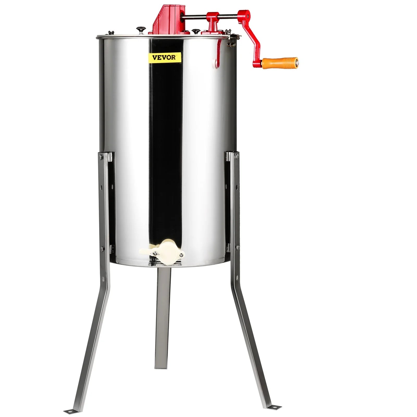 VEVOR Manual Honey Extractor, 3 Frames Honey Spinner Extractor, Stainless Steel Beekeeping Extraction, Honeycomb Drum Spinner with Lid, Apiary Centrifuge Equipment with Height Adjustable Stand