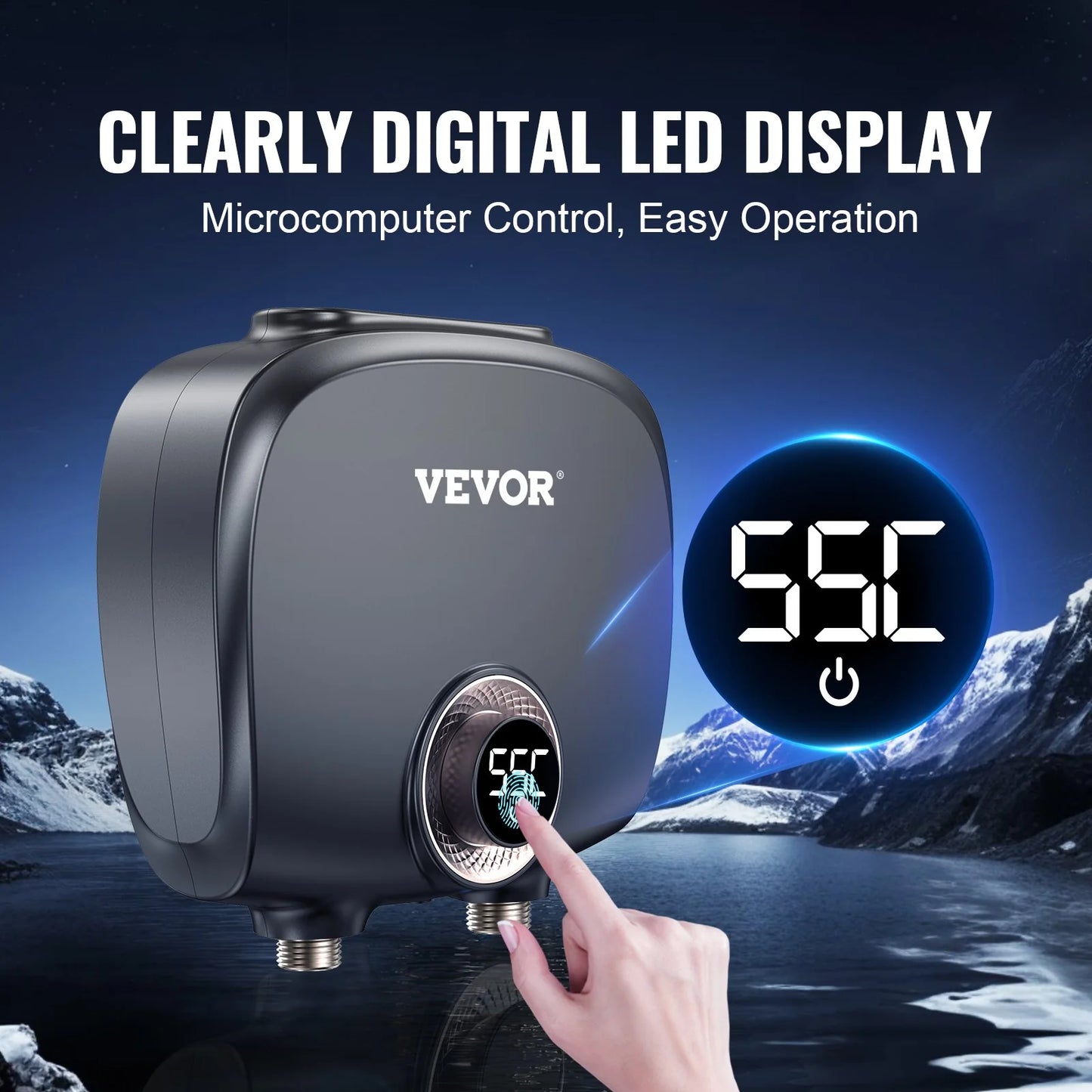 VEVOR Tankless Water Heater Electric, 7Kw on Demand Instant under Sink Water Boiler, Digital Temperature Display & Easy Installation & 24-Hour Water Supply, for Kitchen Bathroom Faucet and Shower