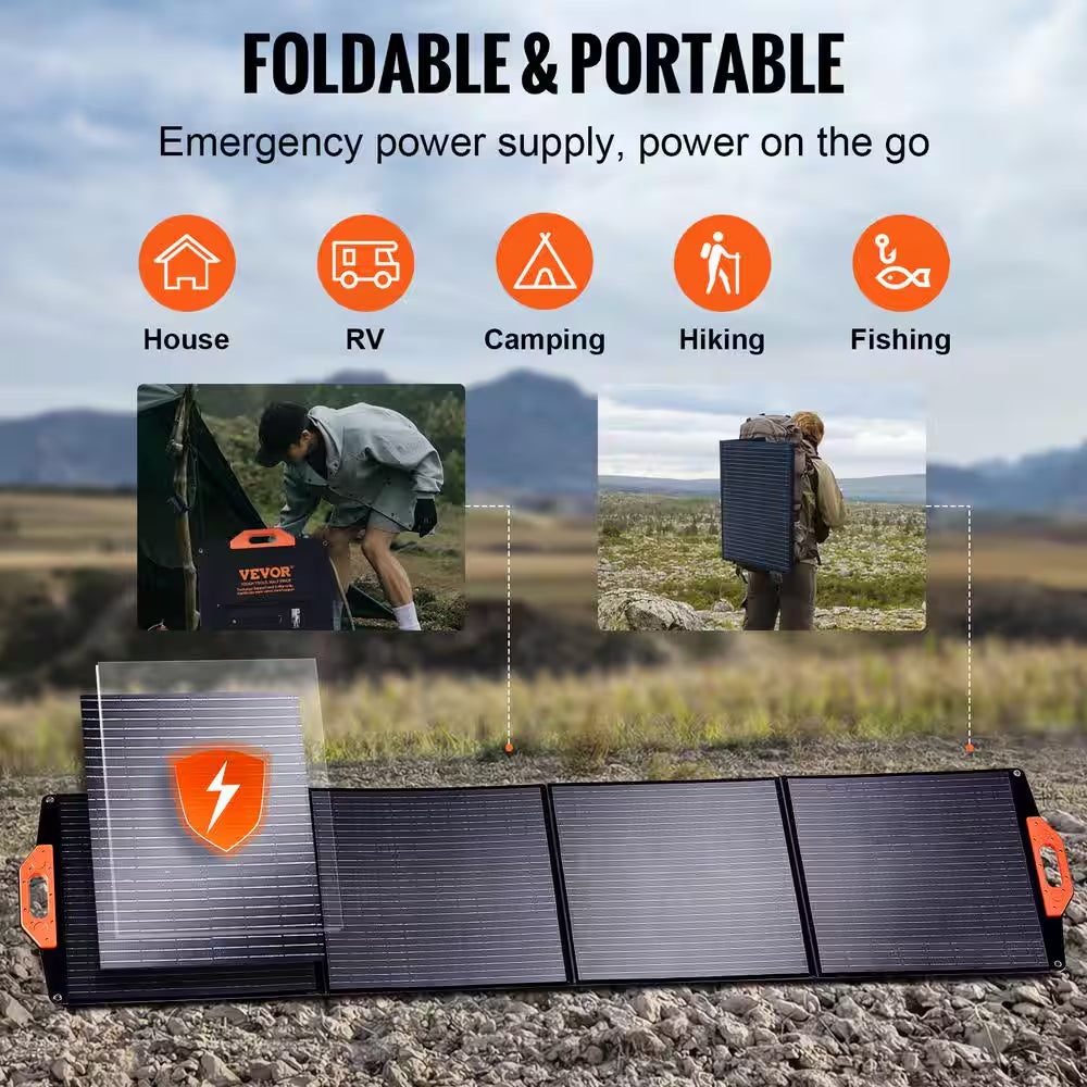 200W Monocrystalline Solar Panel Foldable ETFE Solar Charger, 23% Efficiency with MC4 Output for Power Stations Off-Grid