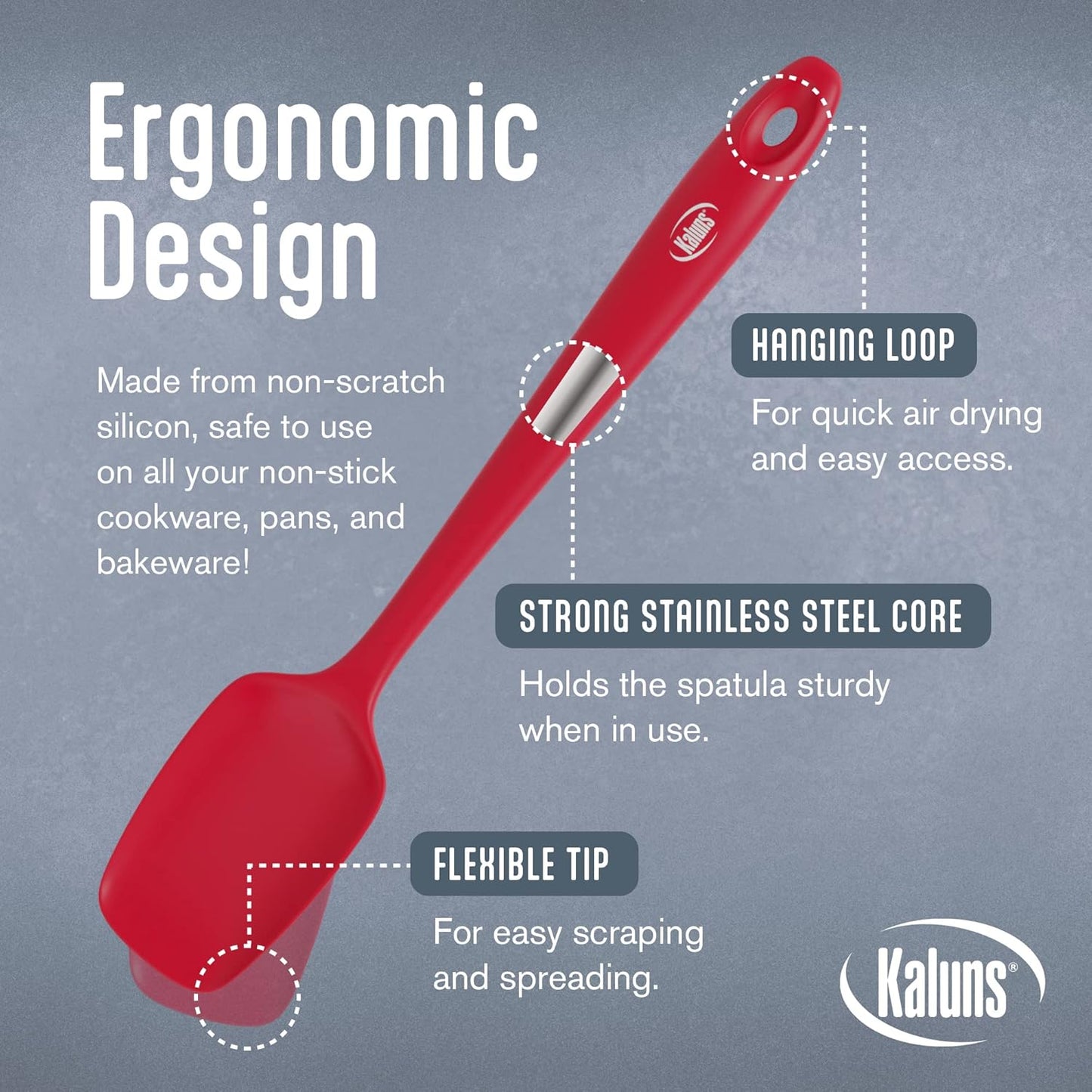 Silicone Spatula Set, 4 Rubber Spatulas 600°F Heat Resistant, Nonstick Seamless Design with Stainless Steel Core, Dishwasher Safe, BPA Free, Bonus Tongs Included