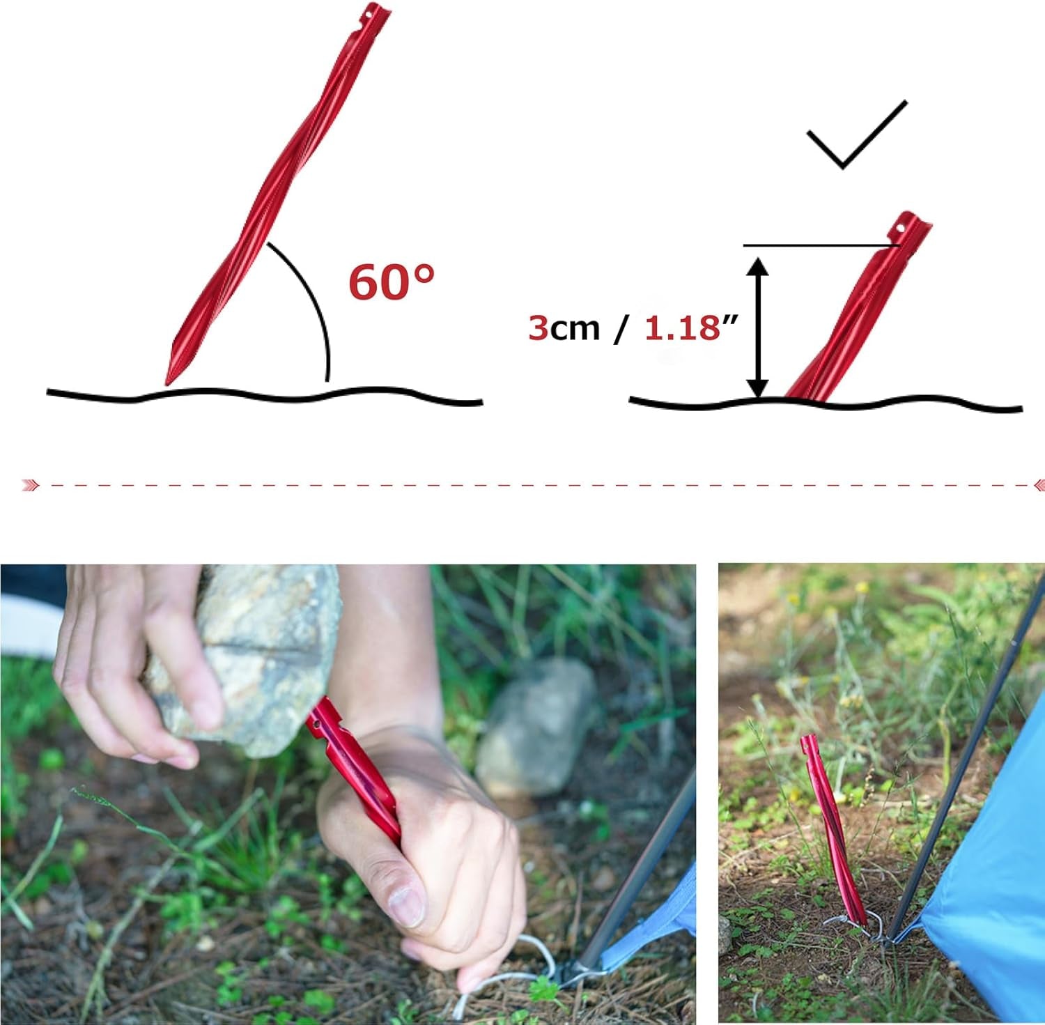 Aluminum Tent Stakes Pegs Heavy Duty Lightweight for Camping Sand