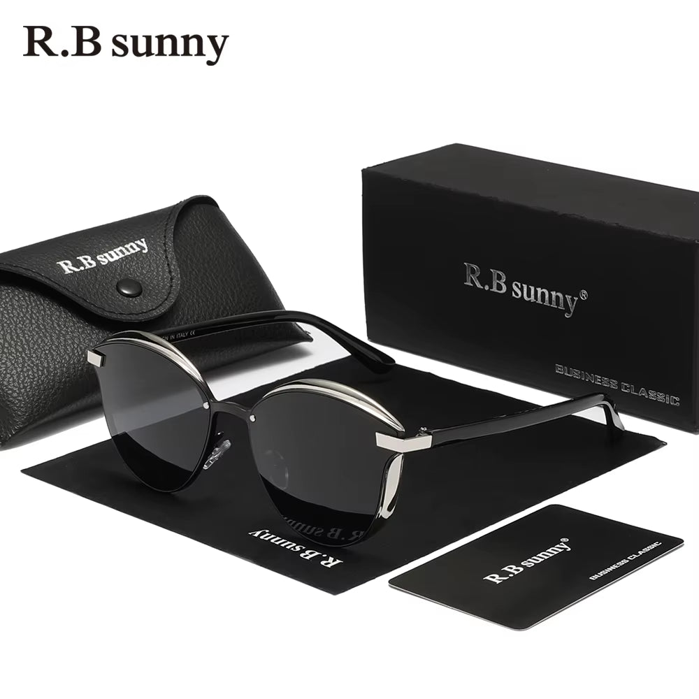Rbsunny Polarized Sunglasses for Women Luxury Design Ladies Butterfly Elegant Glasses UV400 Protection Fashion Cat Eye Eyewear