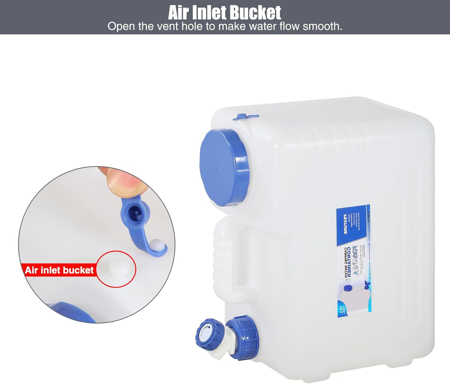 4 Gallon/15L Portable Water Container with Spigot, Water Storage Carrier for Camping Outdoor Hiking, BPA Free