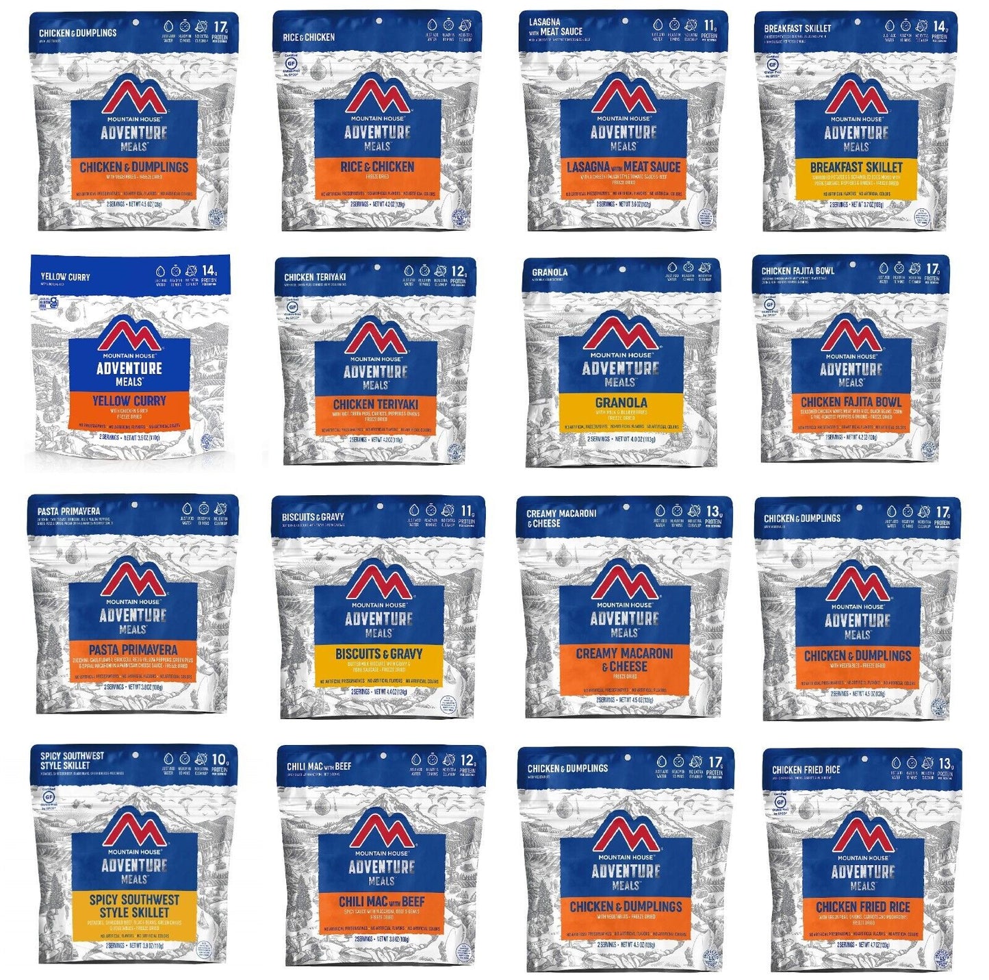 Mountain House Freeze Dried Food Meals Pouches Camp Trail MRE Emergency - NEW!!