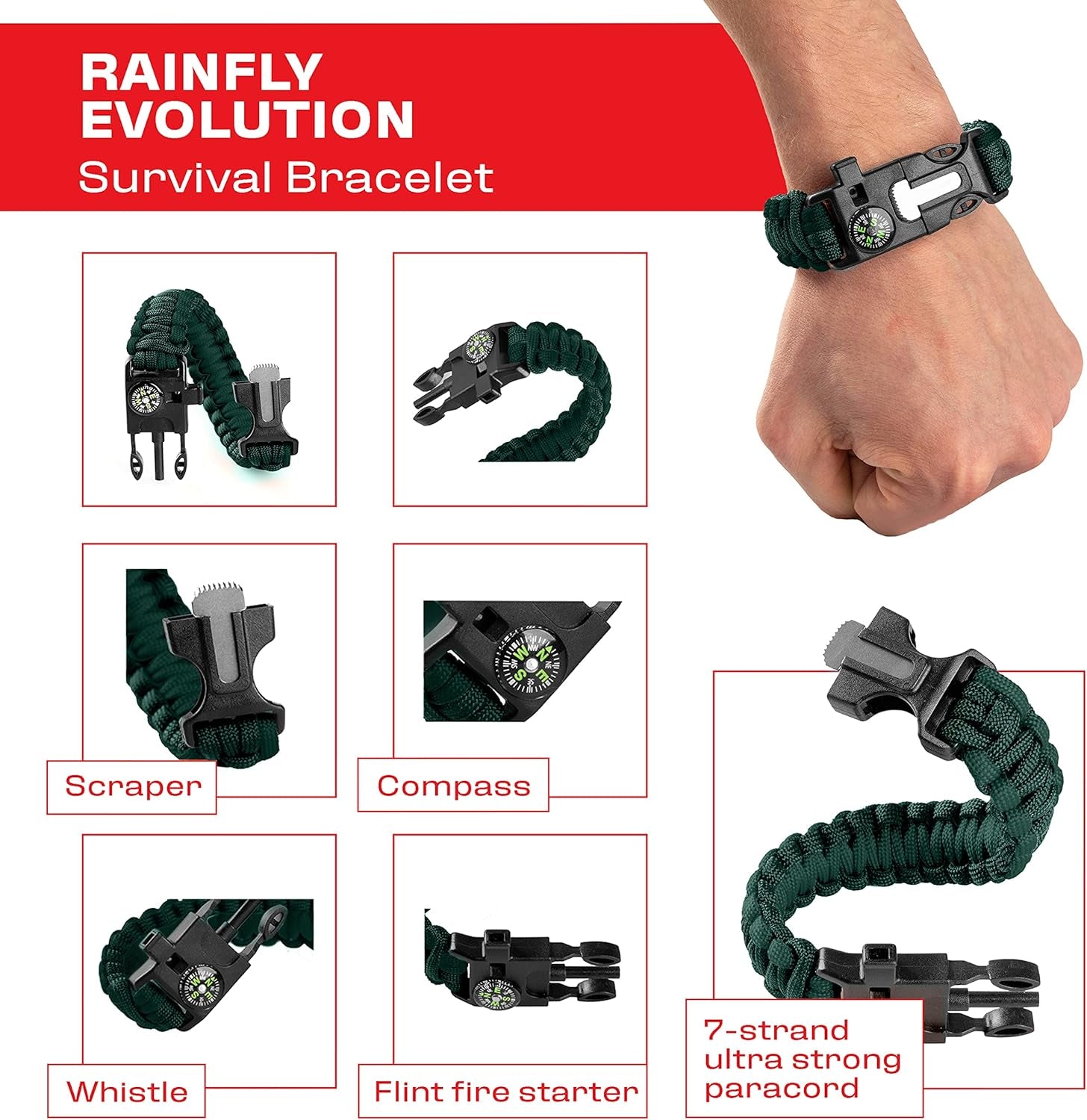 Rain Fly 10X10 Lightweight Survival Camping Tarp; 100% Waterproof; Makes a Great Backpacking Tarp or Hammock Shelter; Comes in Multiple Colors, Survival Bracelet Included; Camo
