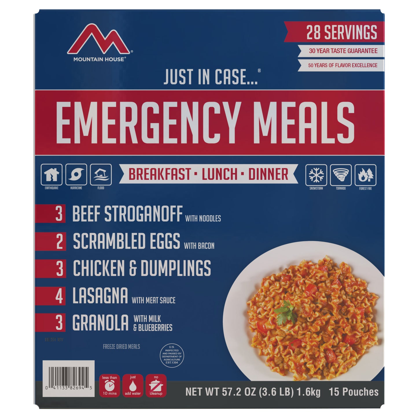 Emergency Meal Kit 15-Pouch Assortment (28 Total Servings)