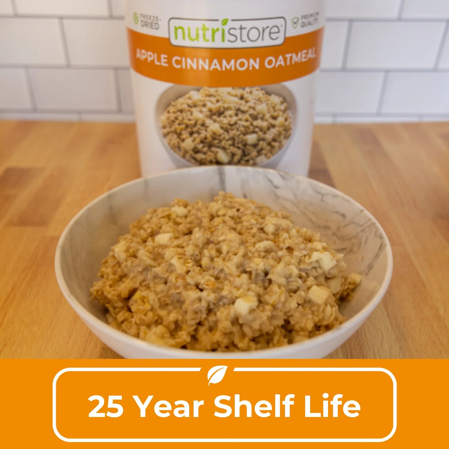 | Freeze-Dried Apple Cinnamon Oatmeal | Emergency Survival Bulk Food Storage Meal | Perfect for Everyday Quick Meals or Long-Term Storage | 25 Year Shelf Life
