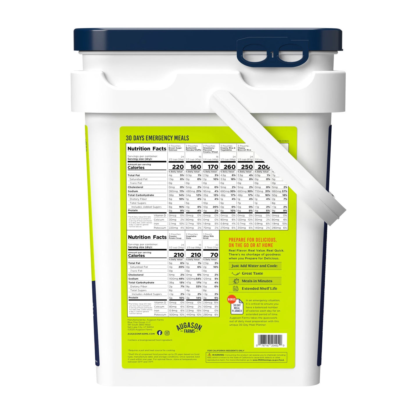 Deluxe 30-Day Emergency Food Supply 5-Gallon Survival Food with 72-Hour Be Ready “On-The-Go” Kit (212 Total Servings)