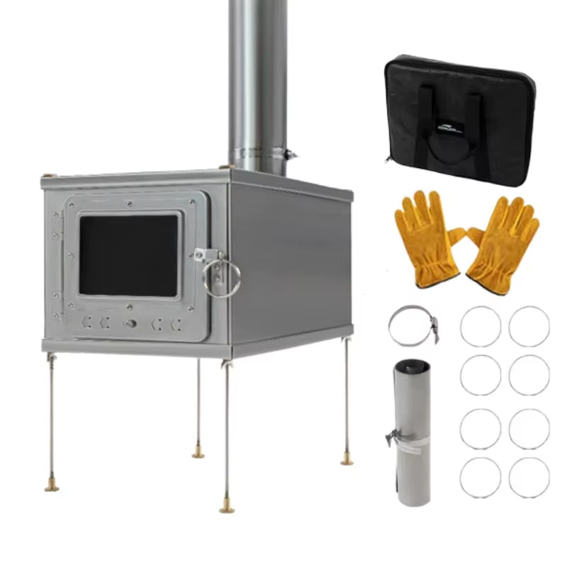 Foldable Tent Stove Lightweight Titanium Alloy Combustion Durable Portable Foldable Charcoal Fire Wood Burning Outdoor Camping