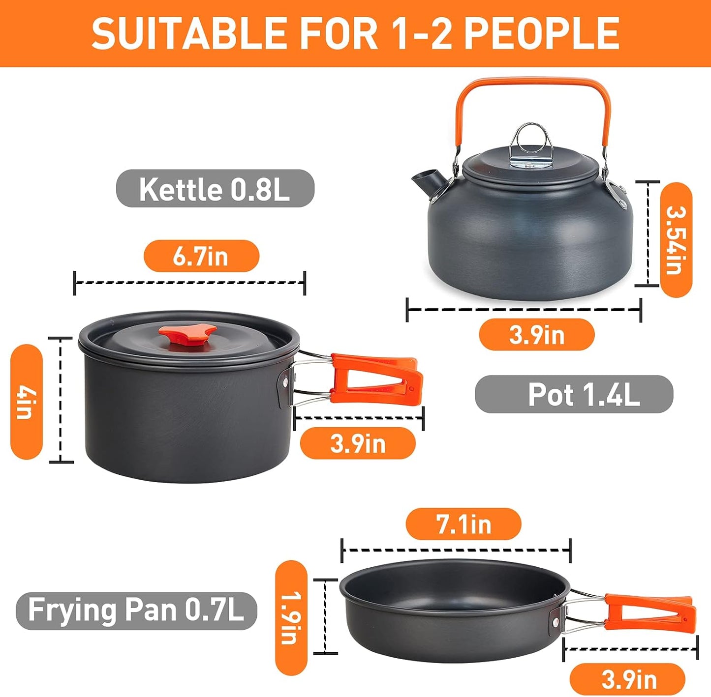 Camping Cookware Mess Kit for 1-3 Person Backpacking Cookware Set 12 Pcs Camping Pots and Pans Set with Mesh Bag for Outdoor Camping Backpacking Hiking Picnic