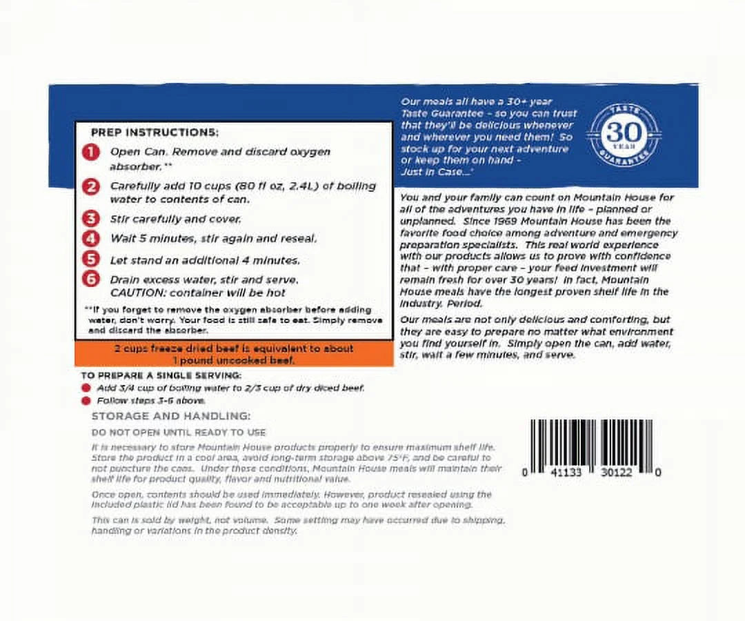 (6 Cans Pack)  Freeze Dried Diced Beef #10 Can Emergency Long Shelf Life Survival Food for Camping, Hiking and Backpacking