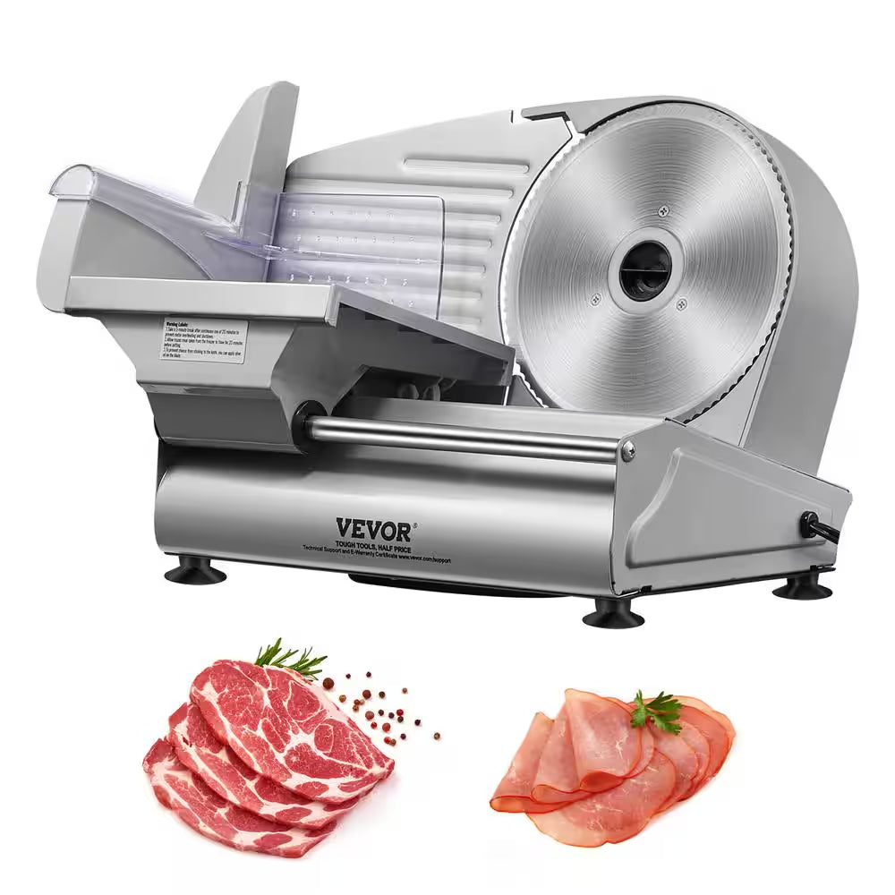 Meat Slicer 180 Watt Electric Deli Slicer with 7.5 In. SUS420 Stainless Steel Blade and Blade Guard for Home Use Silver