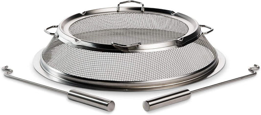 Bonfire Shield - Durable Stainless Steel Spark Protector Mesh Screen for Fire Pits, Keeps Pops and Hot Embers Contained for Safe Outdoor Fires, Includes Shield Removal Tools