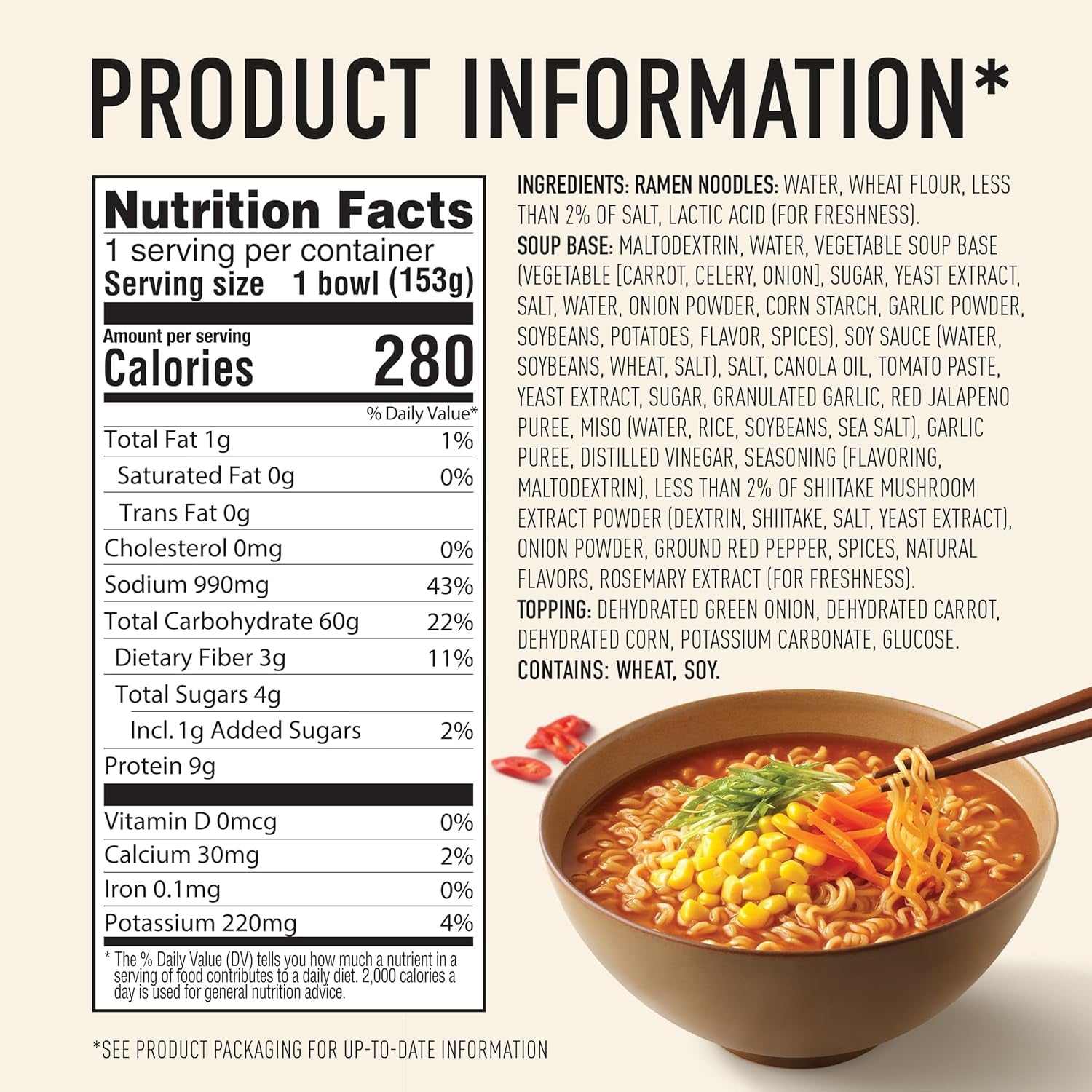 Korean Spicy Ramen, Vegan, Non-Gmo, 5.4 Oz (Pack of 6)