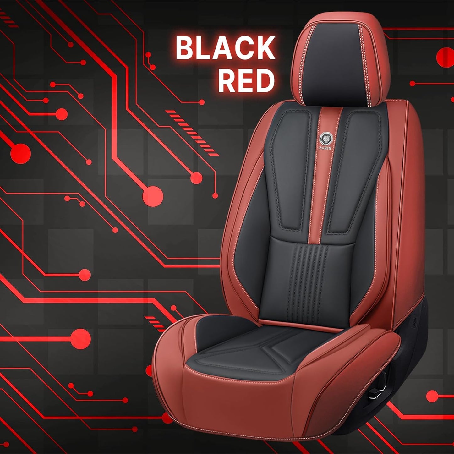 Front Seat Covers for Acura MDX 2001-2025, Premium Car Seat Protectors,Waterproof Non-Slip Seat Cushion,Luxury Automotive Interior Accessories Covers(2 Front Set, Black-Red)