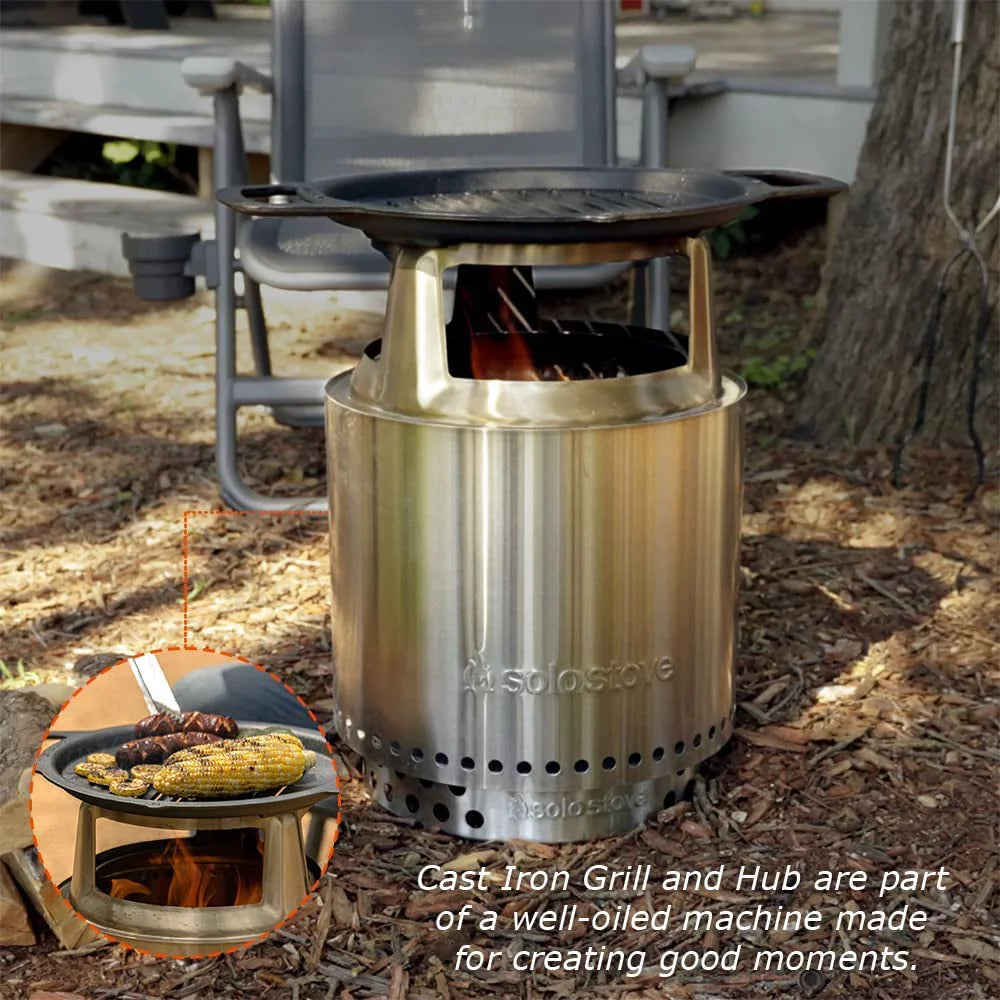 Ranger Grill Cooking Bundle, Cast Iron Grate, Fire Pit Grill + Hub for Elevation