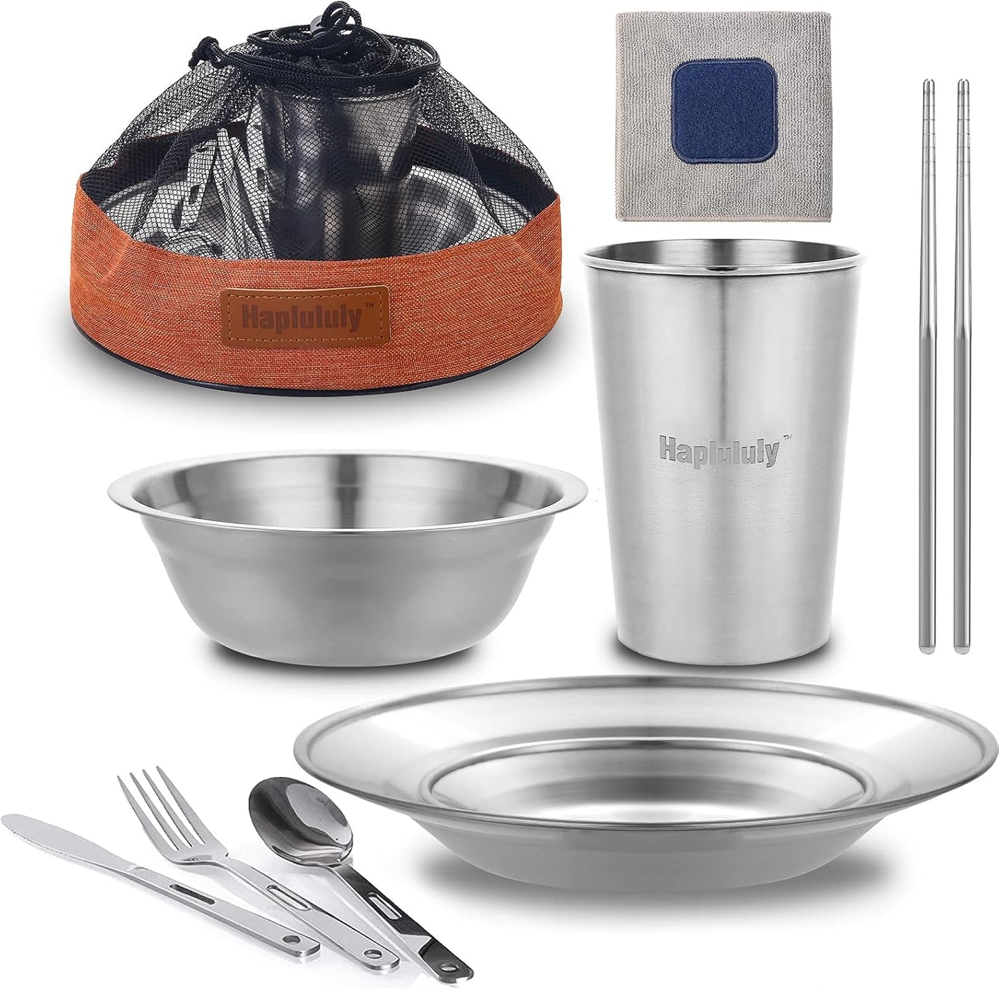 Camping Mess Kit - for Camping 1 to 2 Person Boy Scout Camp Dishes Camping Cooking Utensils Accessories Plates Dinnerware Set Outdoor