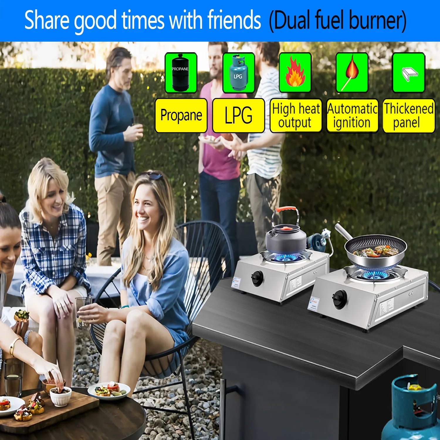 Propane Stove 12000 BTU Dual Fuel Stove Auto Ignition Propane Burner