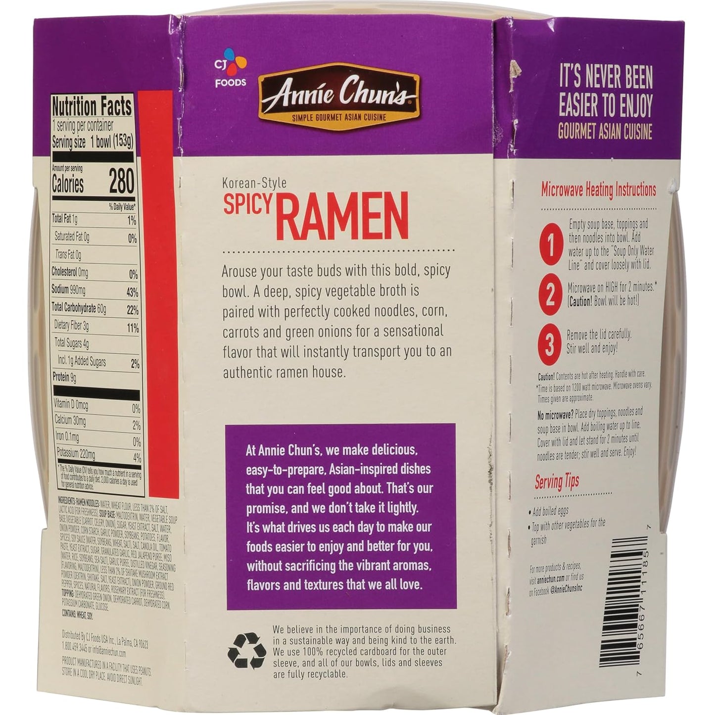 Korean Spicy Ramen, Vegan, Non-Gmo, 5.4 Oz (Pack of 6)