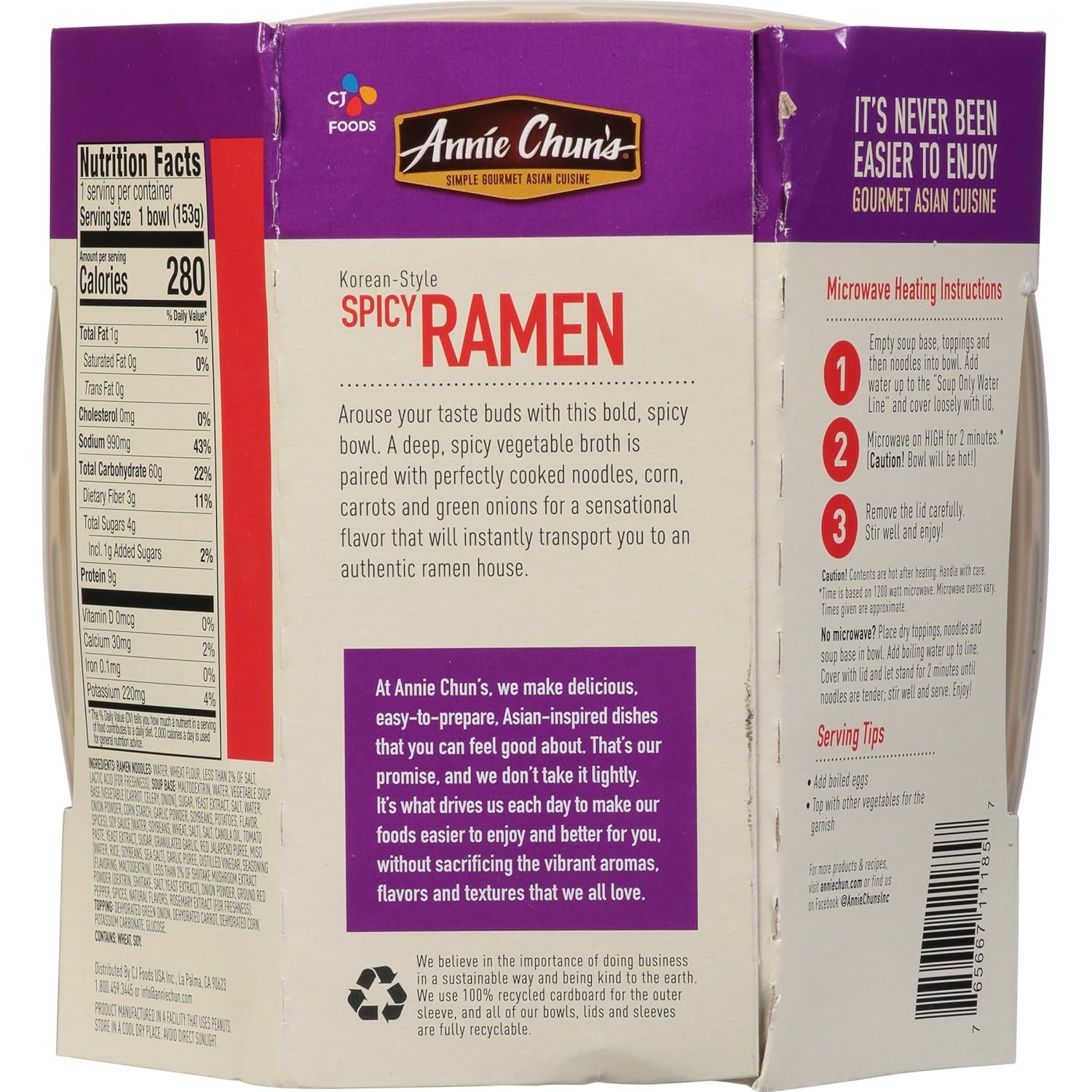 Korean Spicy Ramen, Vegan, Non-Gmo, 5.4 Oz (Pack of 6)