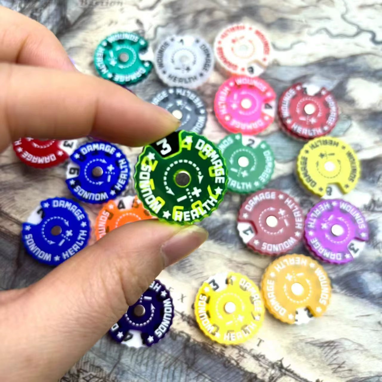 Game Health Tracker, 25Mm Wounds Counter for Tabletop War Games 0-9