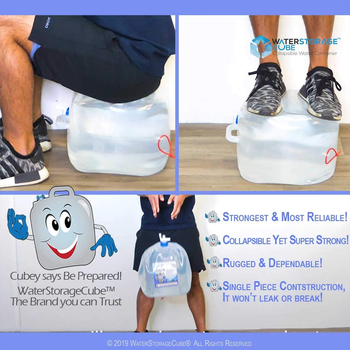 BPA Free Collapsible Water Container with Spigot, Camping Water Storage Carrier Jug for Outdoors Hiking Backpack & Survival Kit, Foldable Portable Water Canteen 1.3/2.6/5.3 Gallon